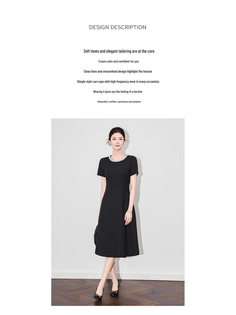 Elegant Beaded Checkered Waist-Hugging Dress for Women