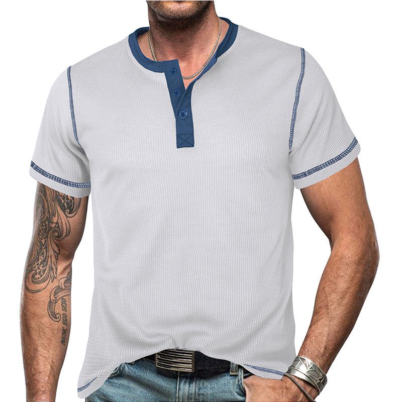 Men's Casual Slim Fit Henley Shirts Classic Button Short Sleeve T-Shirt Summer Basic Lightweight Tops Male Athletic Workout Moisture Wicking Tee Shirt