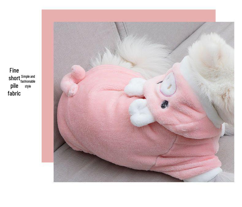Pig Plush Fleece Costume for Cats & Small Dogs - Autumn/Winter Apparel