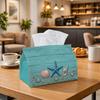 1pc Nautical Marine Ocean Tissue Box - Blue Seashell Art Print Napkin Storage Box, Suitable for Rolls/facial Tissues/single Sheets, Multi-functional S