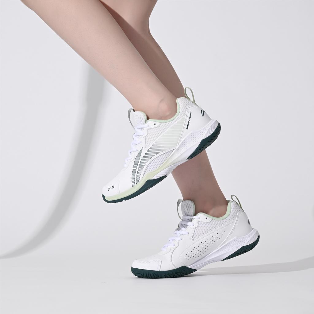 Li Ning Badminton Shoes Unisex Low top Standard White/Cloud Emerald Green AYTU011-3