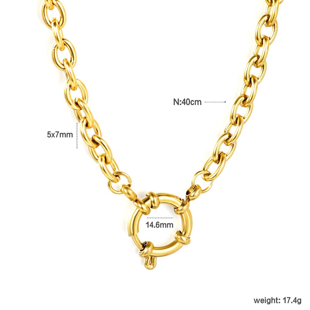 Fashion Metal Dragon Chain Round Clasp Collarbone Pendant Necklace Light Luxury Unique Design Jewelry