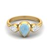 Pear Shape Larimar Gemstone Gold Plated 925 Sterling Silver Ring