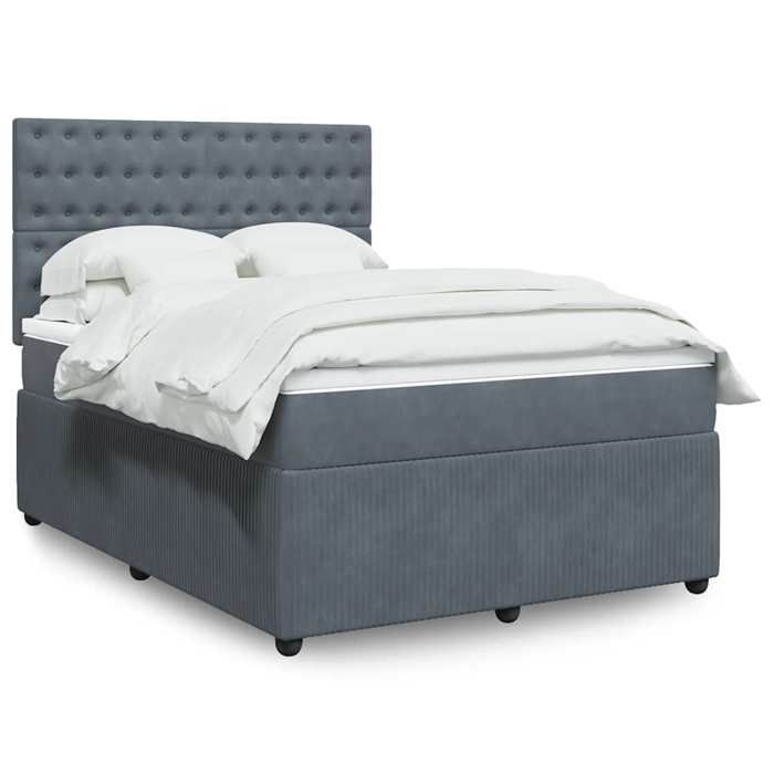 Maison Exclusive - Sommier à lattes de lit et matelas Gris foncé 160x200cm Velours