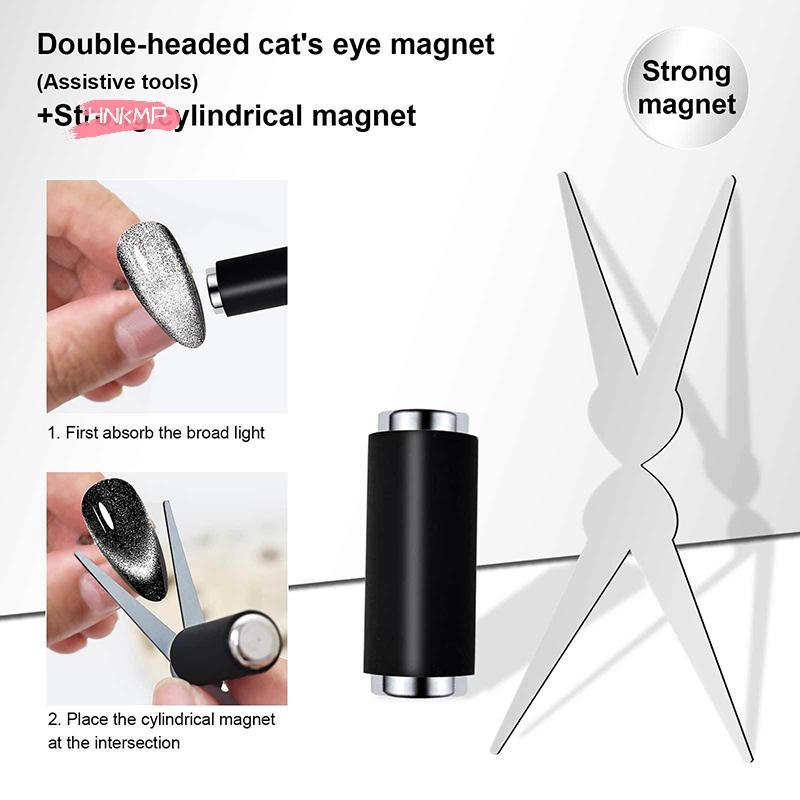 Multifunctional Cat's Eye Nail Magnetic Stick Super Strong Gel Polish Magnet Pen Cylinder with Iron Sheet for Creative Nail Art