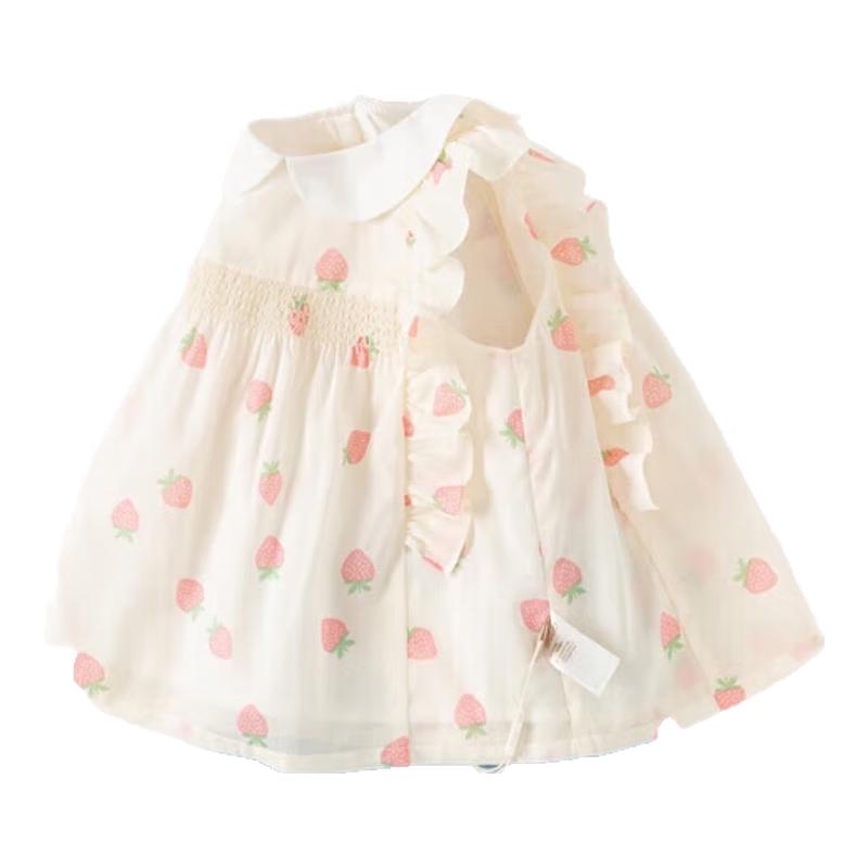 David & Bella Girls' Strawberry Print Cotton Shorts Set
