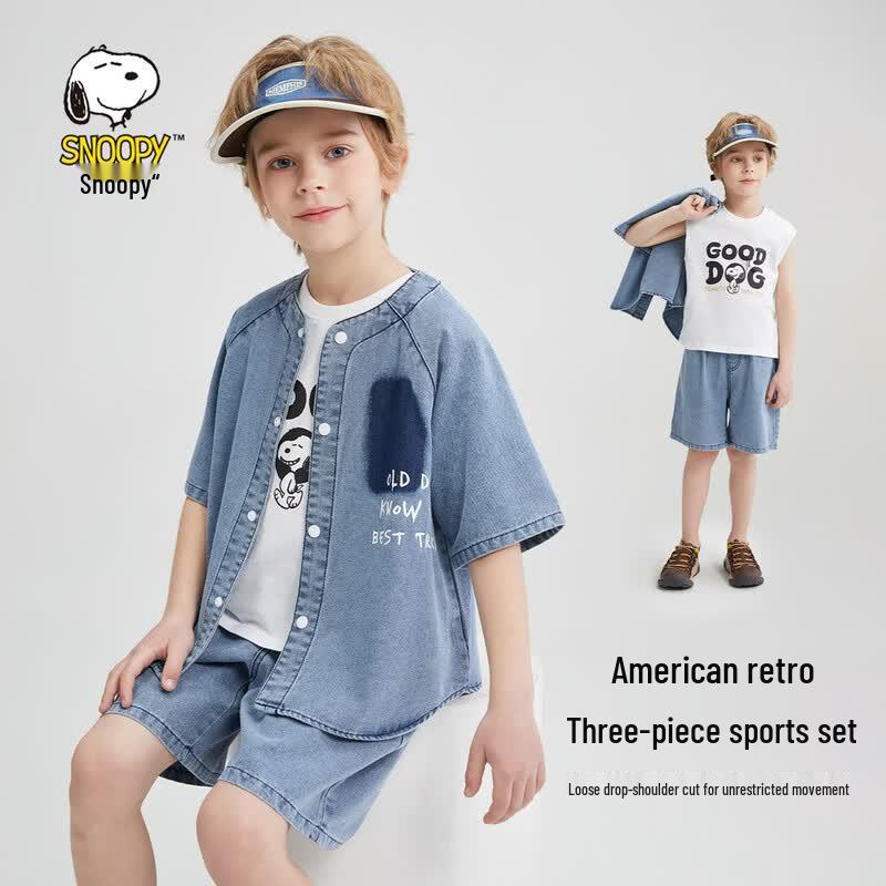 SNOOPY Boys  Summer Denim 3-Piece Set 36