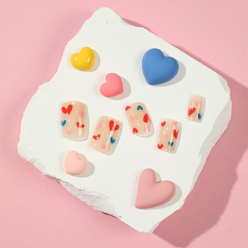 Valentine's Day Red & Blue Heart Press-On Nail Stickers