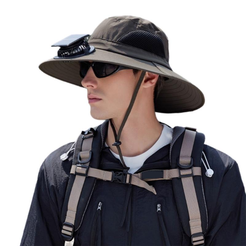 Solar Powered Outdoor Cooling Hat With Built In Fan For Hiking Fishing Lightweight Adjustable Sun Hat