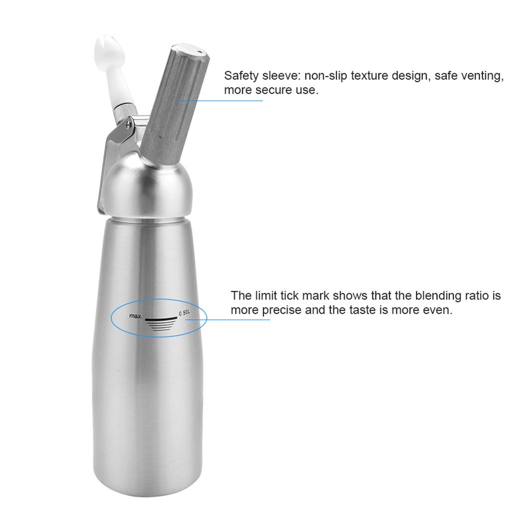 Aluminum Whipped Cream Dispenser Bundle With Three Nozzles Kitchen 1000ml