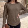 Women's Fashion Casual Spring Autumn Solid Color Print Long Sleeve O-Neck Blouses & Shirts