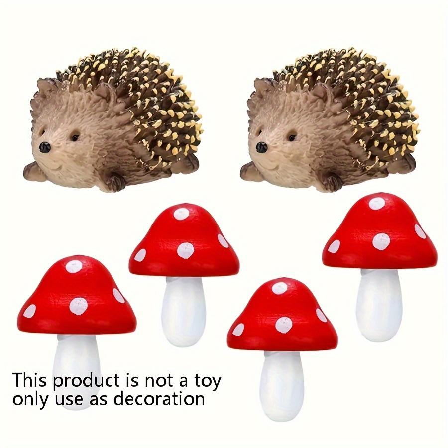 

6 Fairy Wild Garden Accessories Mini Hedgehog and Mushroom Statues Micro Landscape Flower Pot Bonsai Craft Decoration Micro Mush