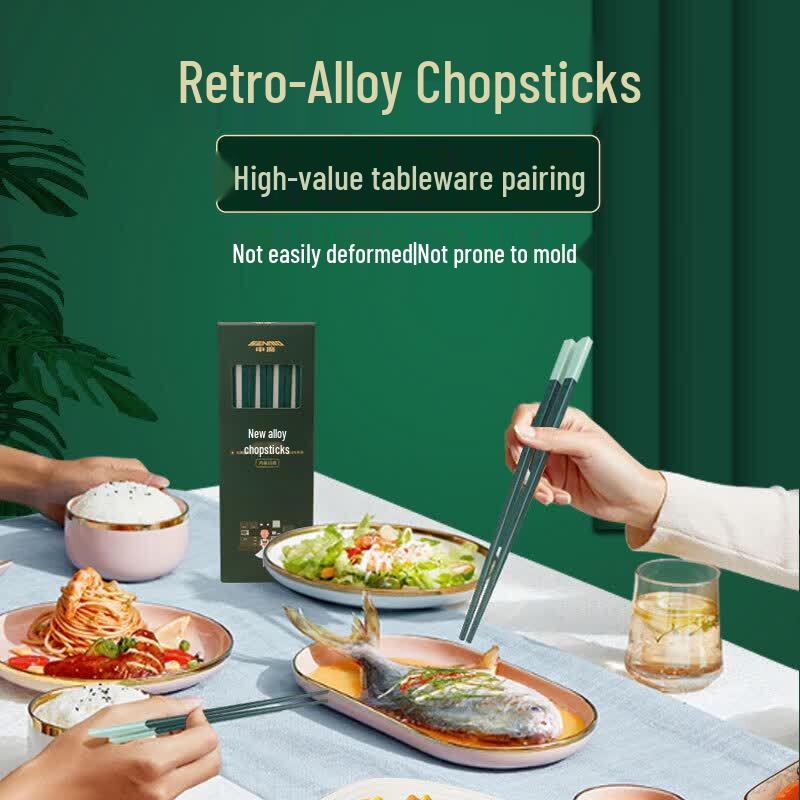 Shenmo Anti-Mold Non-Slip Alloy Chopsticks - 10 Pairs