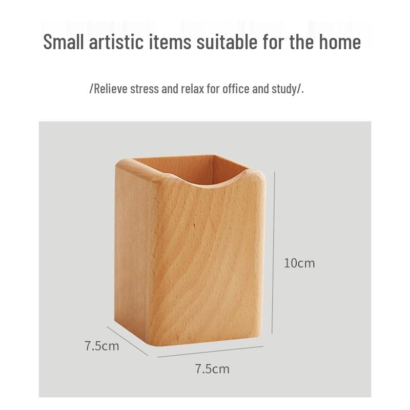 Solid Wood Desktop Pen Holder - Beech & Black Walnut Storage Box