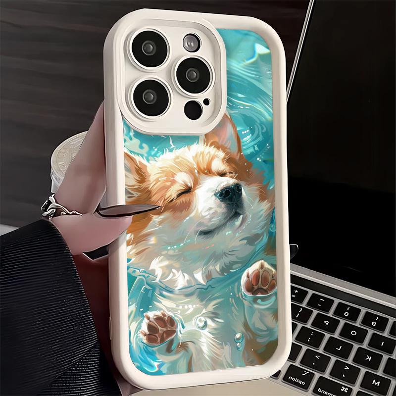 Phone Case for iPhone 17 Air 16E 15 16 Pro Max Corgi Dog Cute Cover 14 Plus 13 12 Mini Soft Shell Silicone Fundas