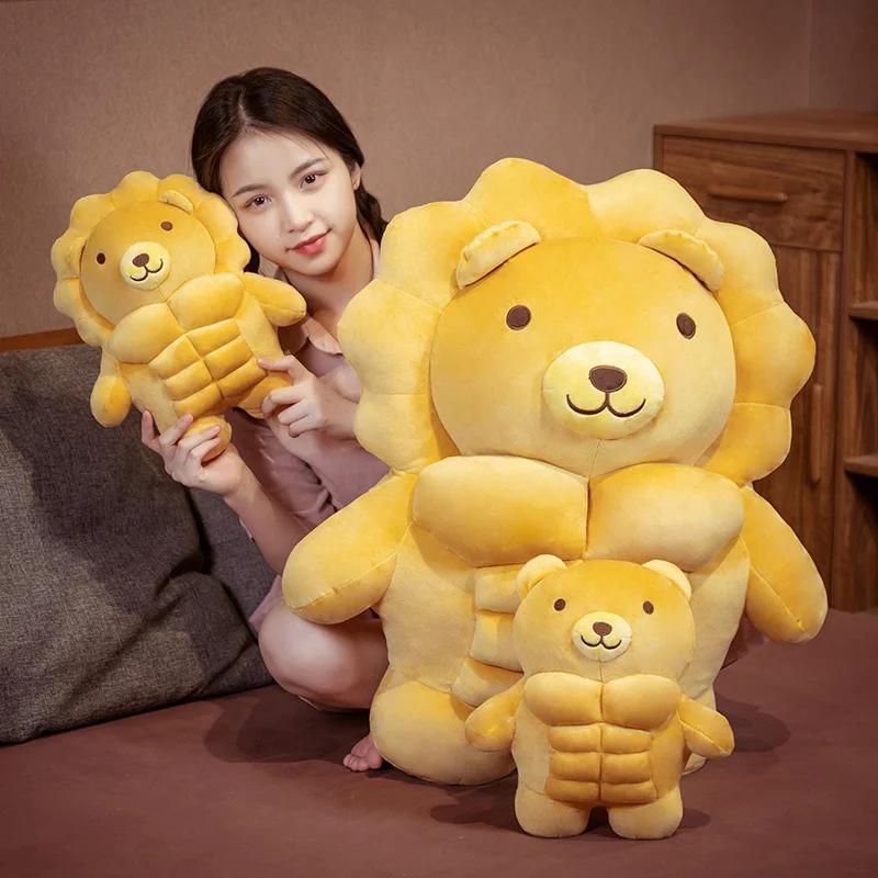 30-70CM Big Muscle Body Bear Plush Toys Stuffed Pig/Bear/Lion Boyfriend Huggable Pillow Chair Cushion Birthday Gift