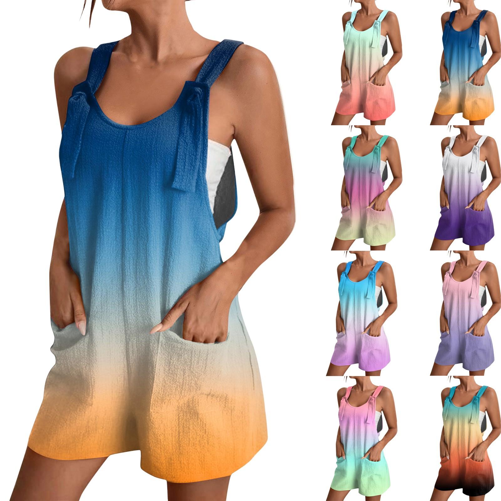 

Women s Fashion Gradient Printed Jumpsuit Casual Jumpsuit Shorts M