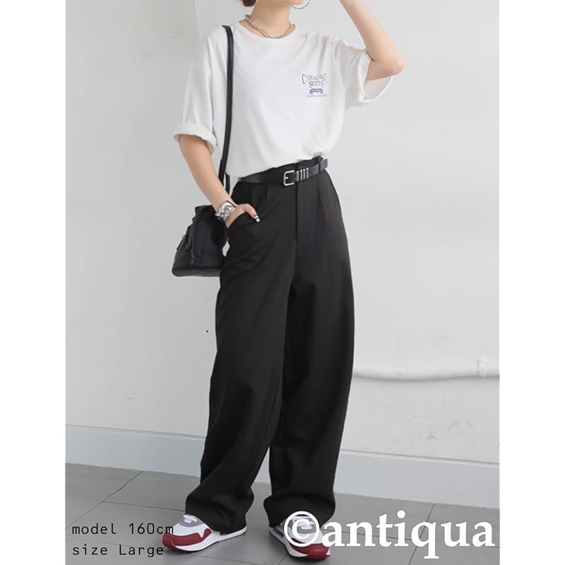 [antiqua] [Antica] punch tack pants ladies bottoms PN-00556 Medium 05 black