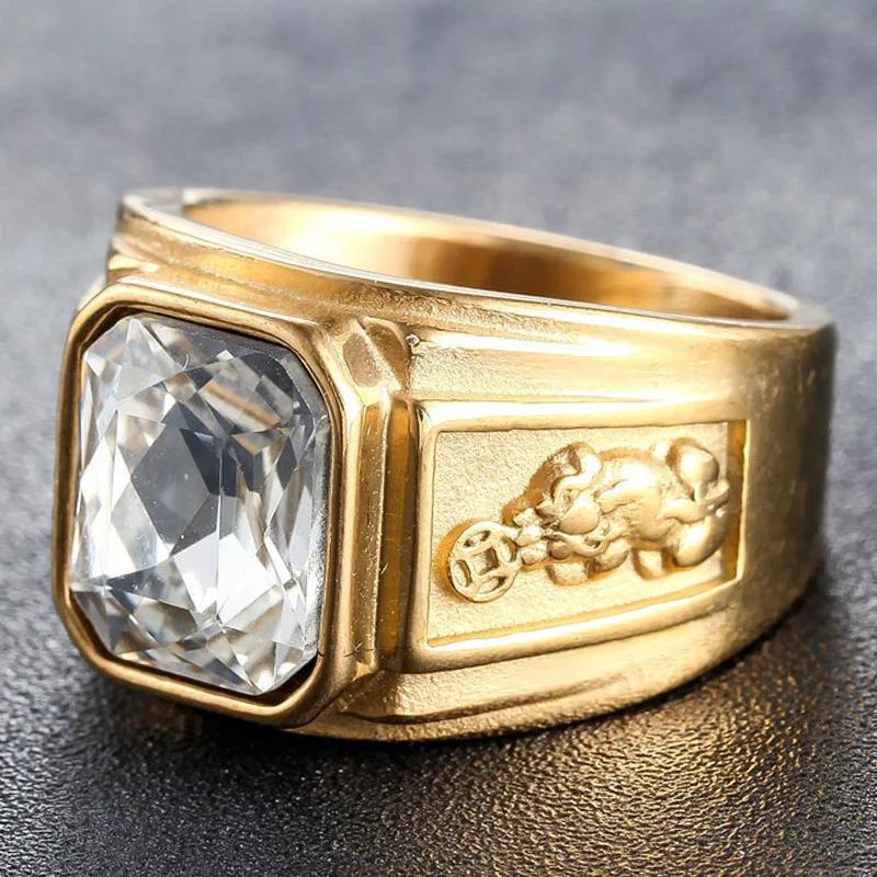 

Gold Diamond Set Gem Men s Ring Aggressive Retro Dragon Ring European and American High Quality Luxury Simple Quality Jewelry 13