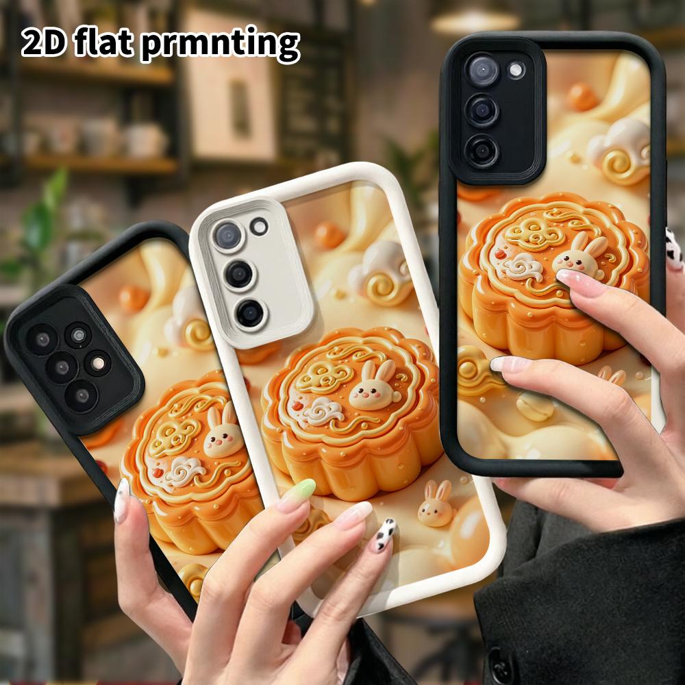 Phone case: 2D flat, suitable for Samsung Galaxy A34 A35 M05 M06 S20 S22 S21 FE Plus 5G protective case, Jade Rabbit mooncake, perfect Christmas and H