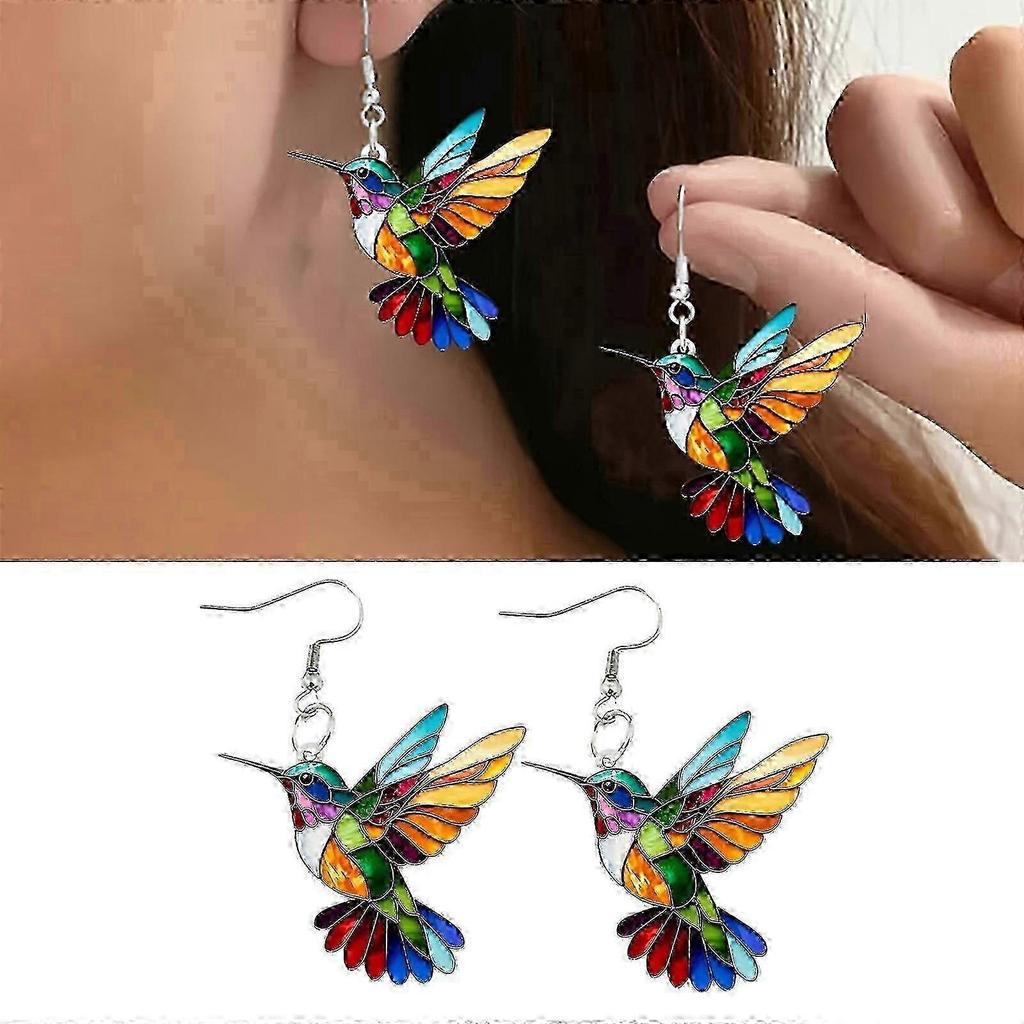 Hummingbird Drop Earrings and Pendant Necklace Set, Elegant Acrylic Jewelry Suitable For Women_fosm