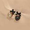 Fashion Elegant Black Bow Heart Drop Earring Women Personality Earrings Party Trending Jewelry