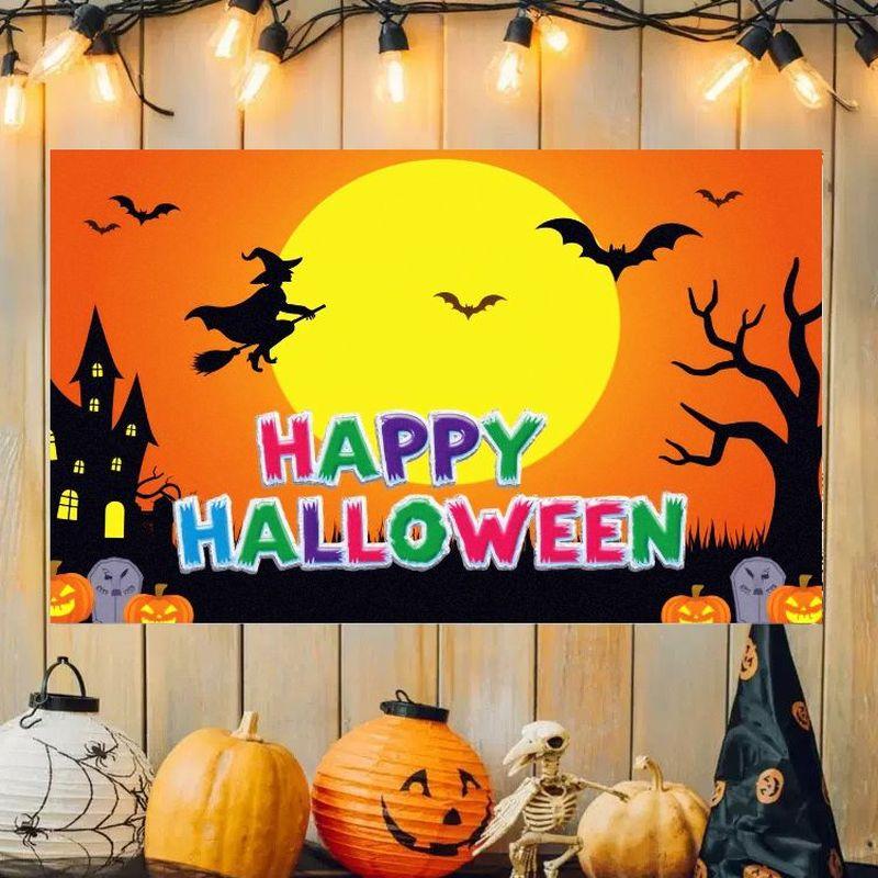 Halloween Banner Happy Halloween Festival Decoration Tapestry Witch Castle Printing Courtyard Party Decoration Flag