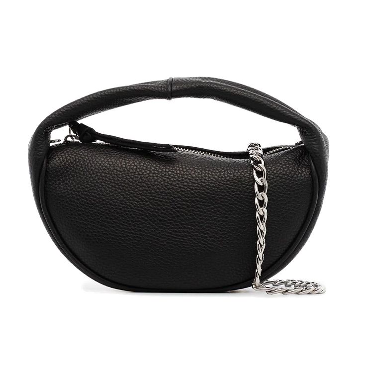 

By Far Baby Cush Chain Grain Leather Lunch Box Shoulder Handbag Small Women Handbags Black 21SSBCUSSBLFLTMED Basic Set (Bag+Dust Bag)
