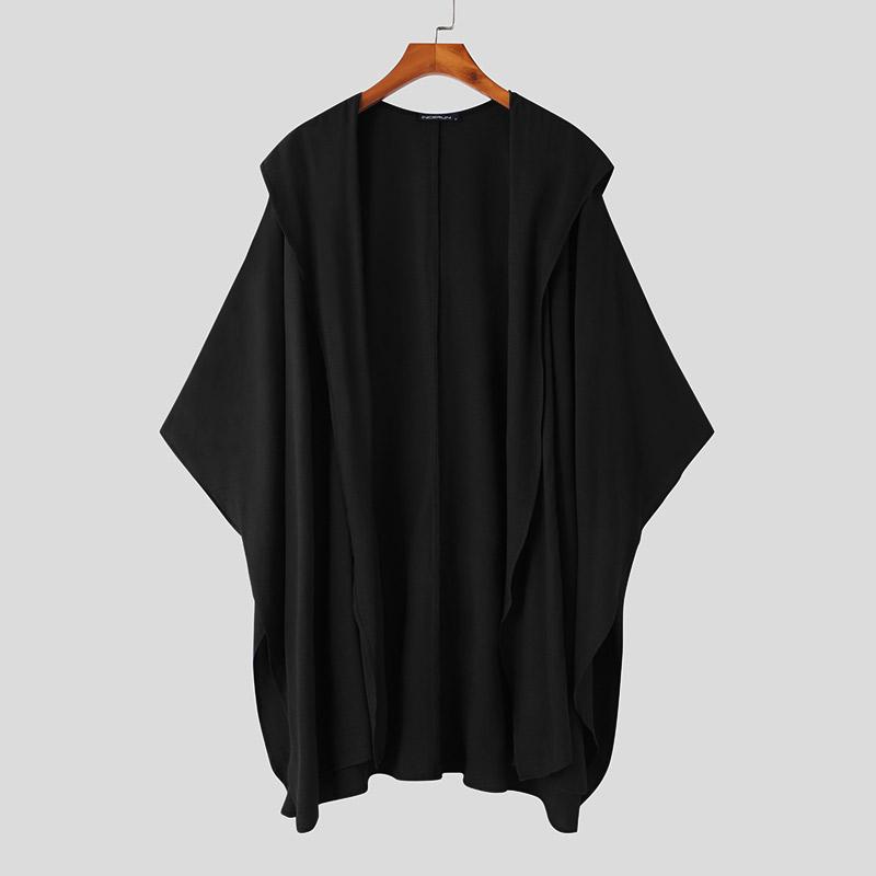 INCERUN Spring Men Batwing Sleeve Hooded Vintage Cloaks Cardigan