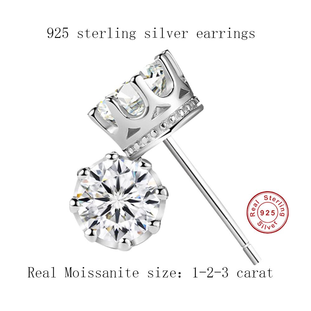 Exquisite Eight Claws Crown Stud Earrings 925 Silver Moissanite Earrings for Women Wedding Birthday Jewelry Gifts