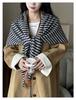 2025 Wool Blend Striped Triangle Shawl Women's Warm Thick Knitted Outerwear