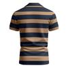 Men's Summer Stripe Print Button Lapel Loose Short Sleeve Top