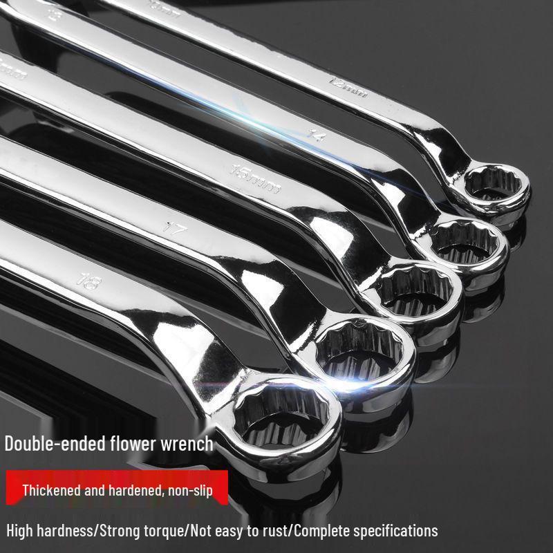 Dual-Ended Extra Long Chrome Hexagonal Box Wrench Set, Mirror Polished