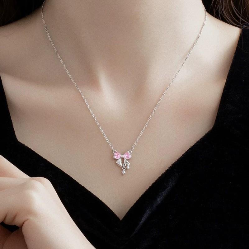 S925 Sterling Silver Zirconia Diamond Necklace for Women - Light Luxury Korean Style Clavicle Chain, Cute & High-End Fashion Accessory