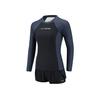 Li Ning Swimming Series Color Block Letter Round Neck Pullover Long Sleeve Two-Piece Swimsuit Women swimsuit Black Ink-Gray ASLT074-2