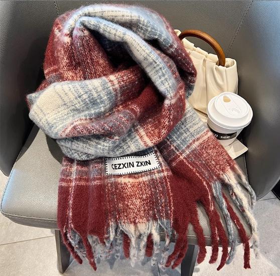 North thickened warm scarf soft waxy couple shawl winter high sense solid color versatile fringed scarf women