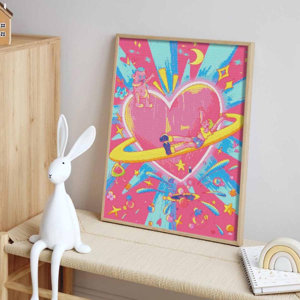 Diamond Painting Kit Full Diamond Round Mosaic Colorful Heart Moon Stars Rocket Dinosaur Fantasy Home Decor Gift