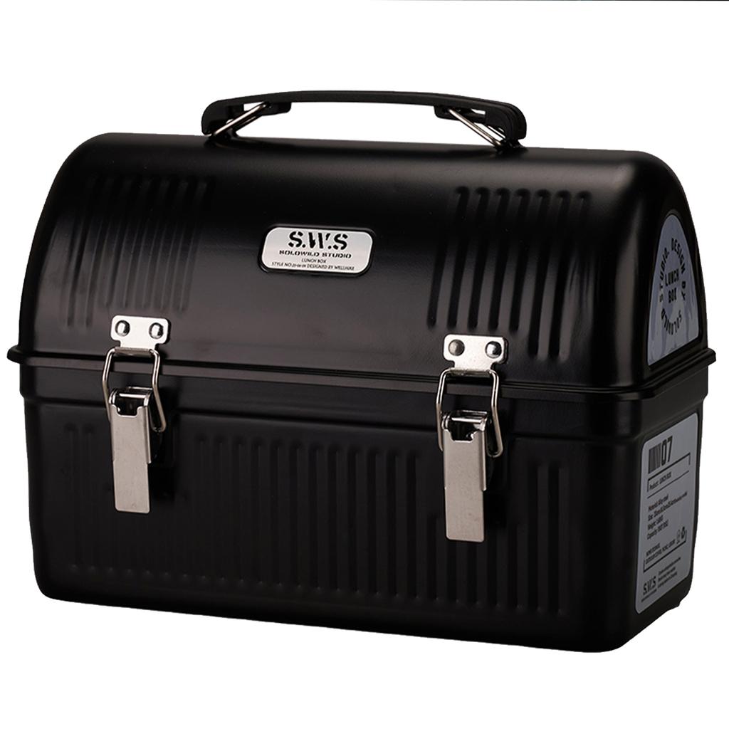 Picnic Box with Handle and Latch Retro Metal Containers 9.5L Storage Boxes Stores Food Drinks Water Bottle