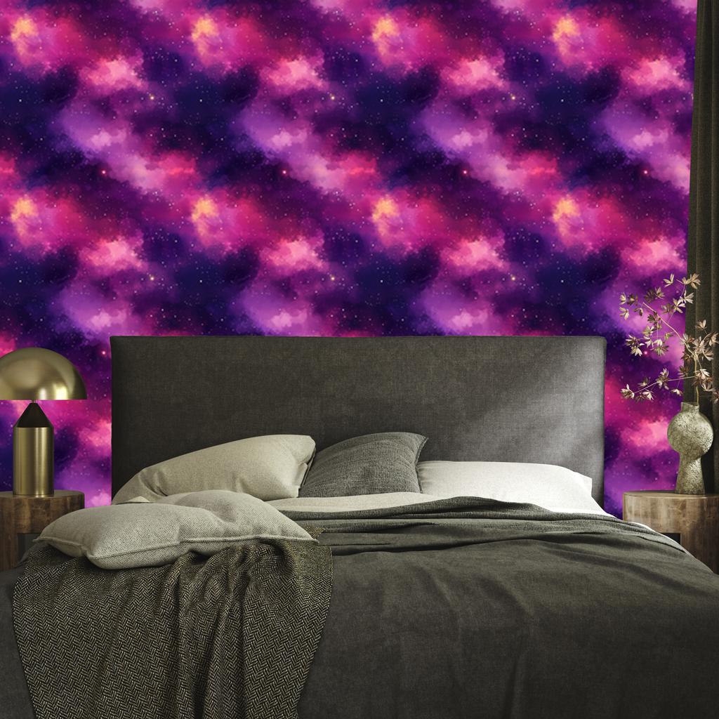 Watercolor Galaxy Purple and Indigo Wallpaper for Living Room and Bedroom 50x1000