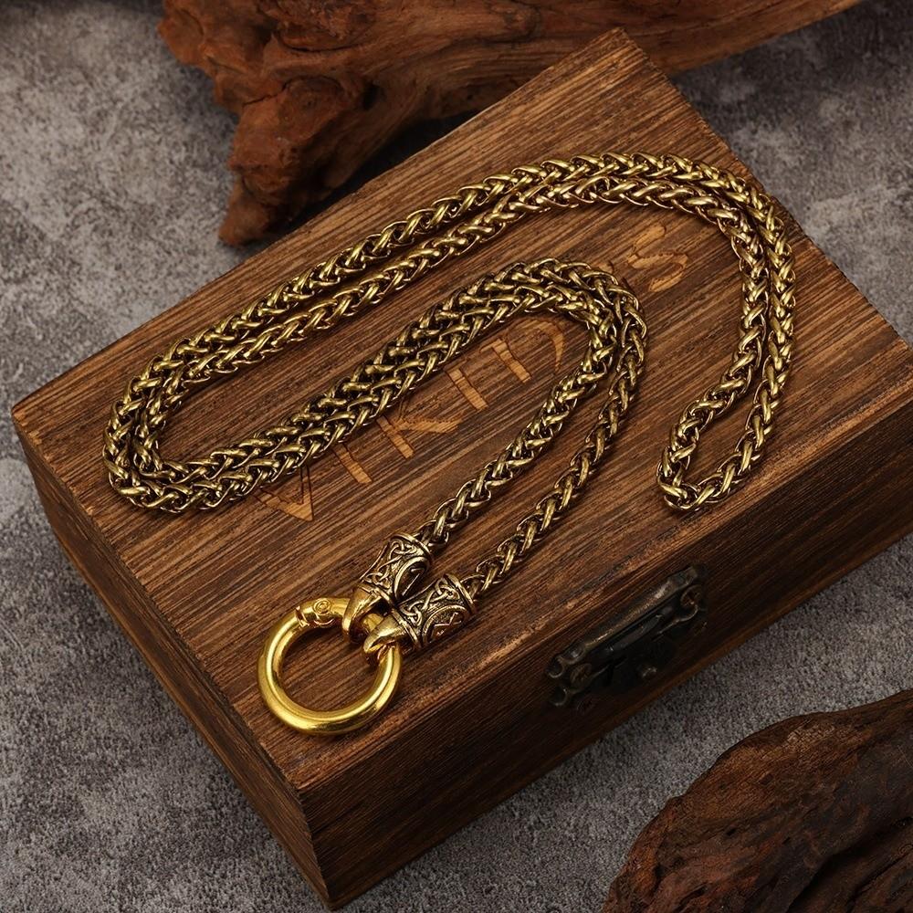 Collier Viking en Alliage de Zinc Fermoir Rond Ouvert Style Ethnique Choker Collier Chaîne Os de Dragon Rétro