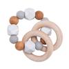 Baby Toys 1Pc Wooden Rattle Ring Teething Nursing Bracelets Bpa Free Silicone Bead Music Rattle Hanger Newborn Educational Toys