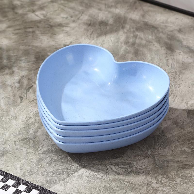 Creative Plates, Snacks, Simple Plates, Thickened Anti-Drop Spitting Bone Saucers, Plastic Fruit Plates, Love Shapes, Drop-Resistant Plates