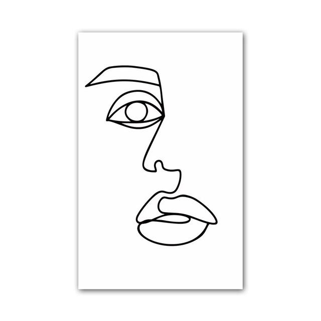 Nordic Minimalist Line Figure Painting Canvas Painting Abstract Face Poster Office Living Room Bedroom Home Decoration Mural No Frame