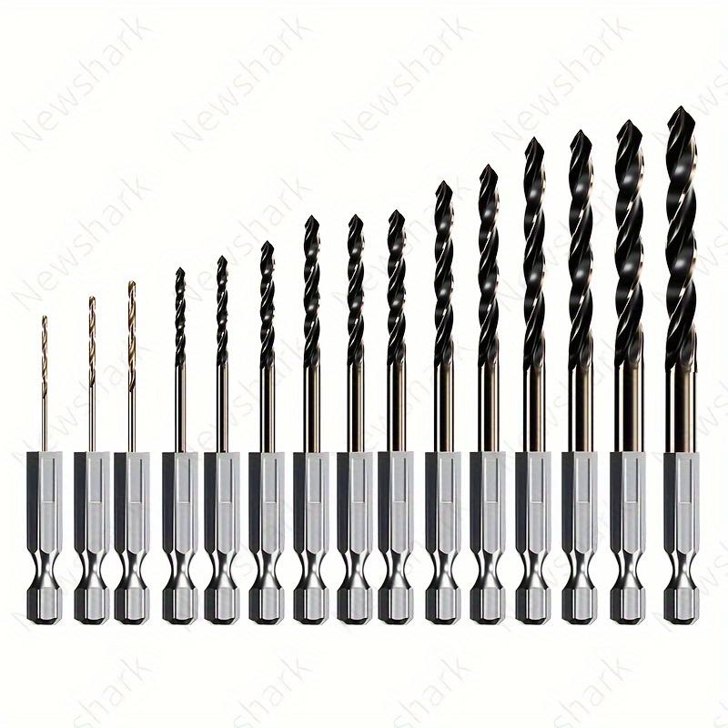 

Hex Shank Cobalt Metric Drill Bit Set 15 PCS (1.5mm-8mm), Quick Change High Speed Steel Impact Driver Hex Drill bits