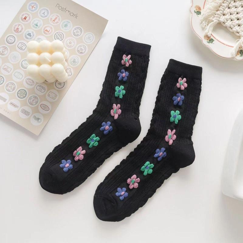 Women's Girl's Little Flower Socks Cute Kawaii Socks Harajuku Woman's Fashion Socks Lolita Casual Sox Coloeful Socks Wholesale