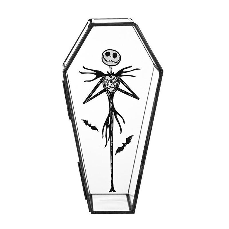 Gothic Black Glass Jewelry Box Coffin Trinket Holder Small Display Case Gift Boxes Decorative Storage Box Halloween Candy Box