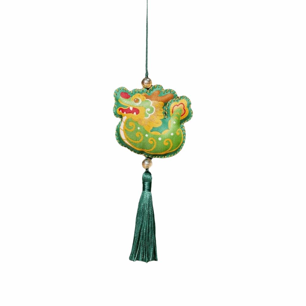 Creative Dragon Boat Festival Sachet Bag Chinese Style Double Sided Dragon Boat Festival Blessing Pouch with Tassel Traditional