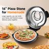 16-inch Pizza Oven, 1600W Countertop Pizza Machine, 420℃ Pizza Oven, Ceramic Stone Pizza Oven with Built-in Thermometer and Timer