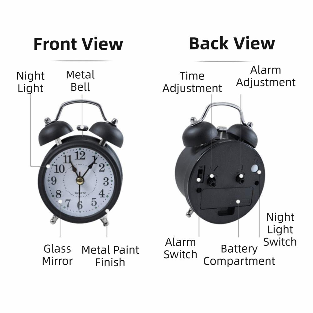 Vintage Creative Classical Alarm Clock 3in Super Loud Retro Alarm Clock Mute Type Double Bell Bell Alarm Clock Students Learning
