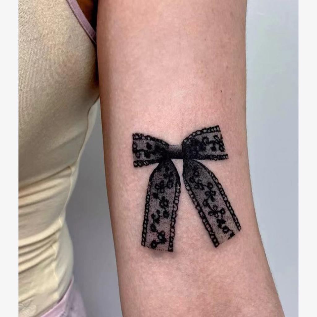 Premium Sense Simple Retro Personality Spice Girl Lace Bow Tattoo Sticker Y2K